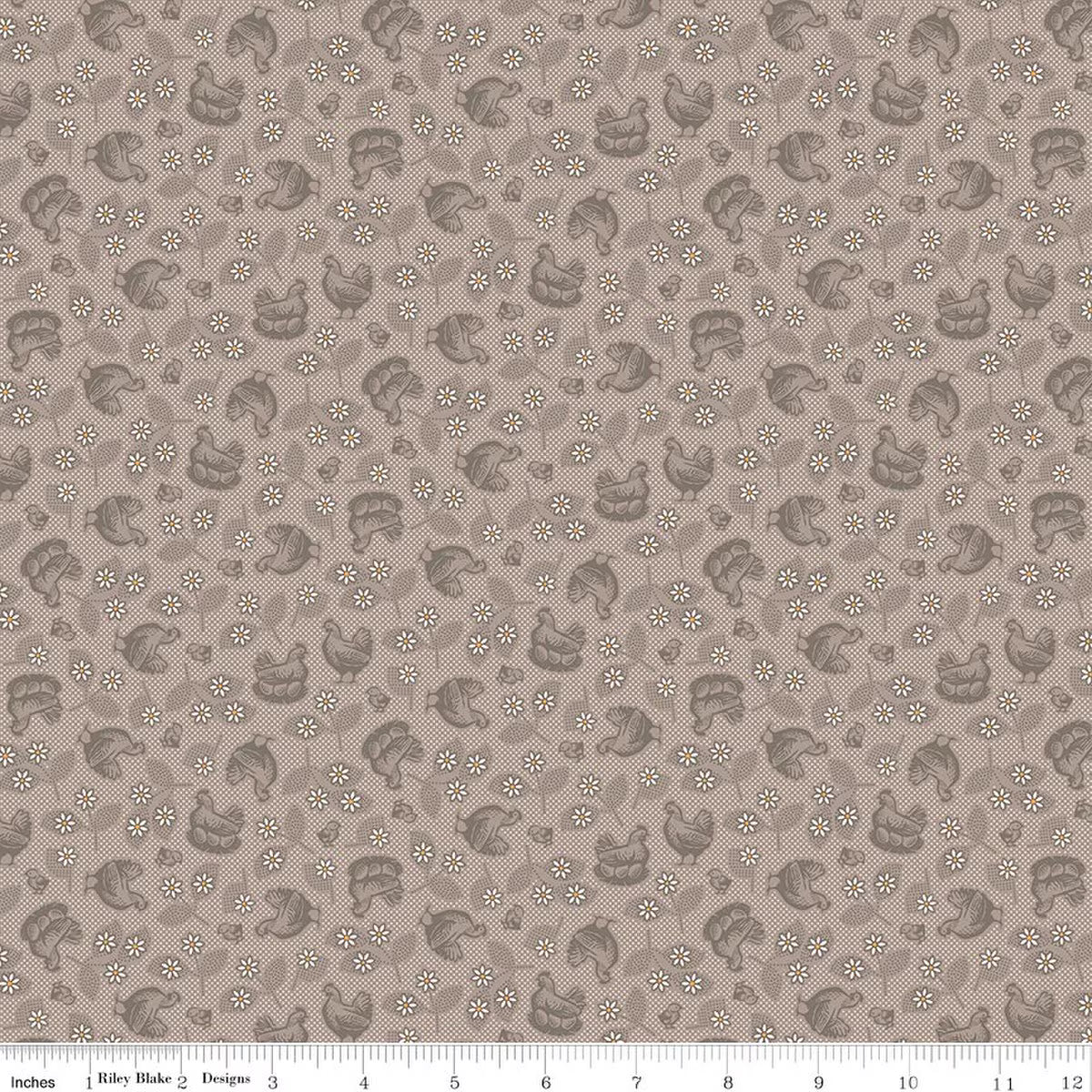 Farmer's Daughter Hens & Chicks Pewter yardage