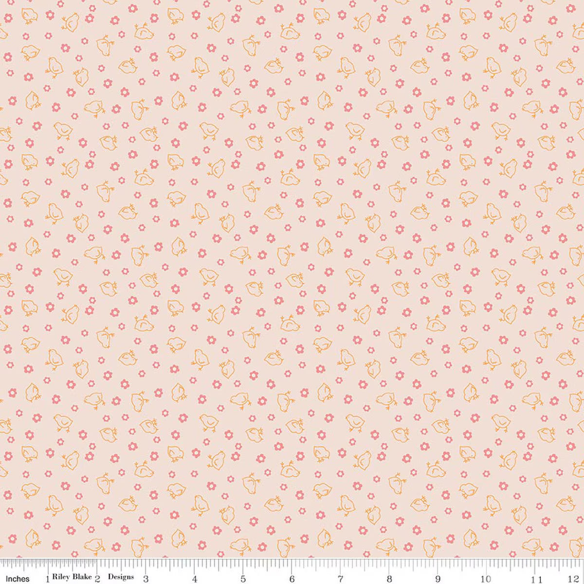 Farmer's Daughter Baby Chicks Background Coral